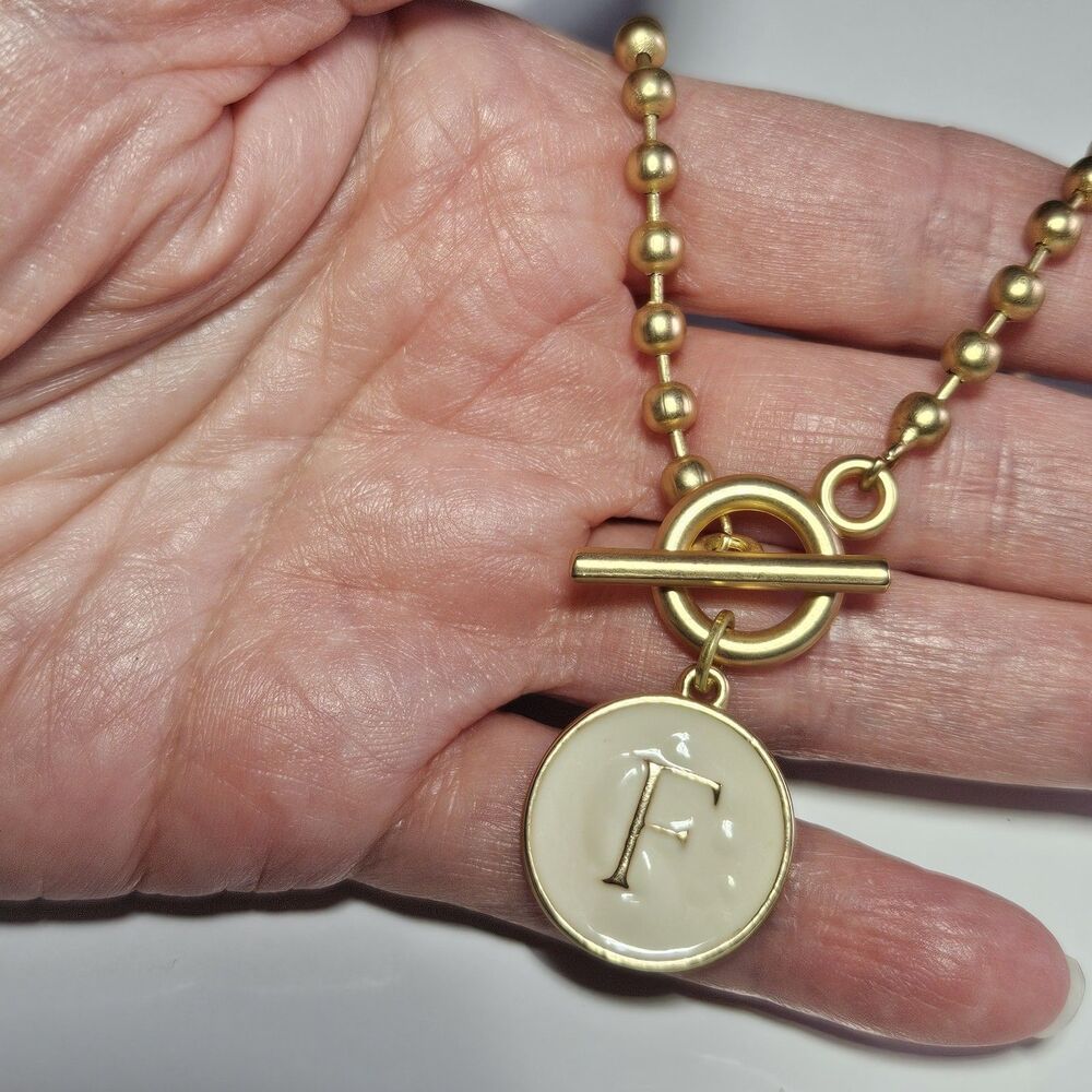 **Last Chance!!Final Sale** Jane Marie Gold Tone Initial F Pendant Ball Bead 15"